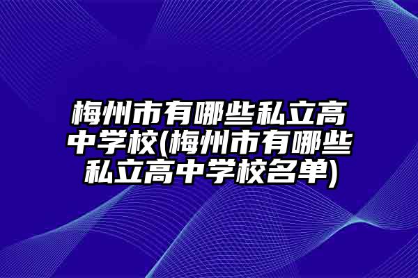 梅州市有哪些私立高中学校(梅州市有哪些私立高中学校名单)