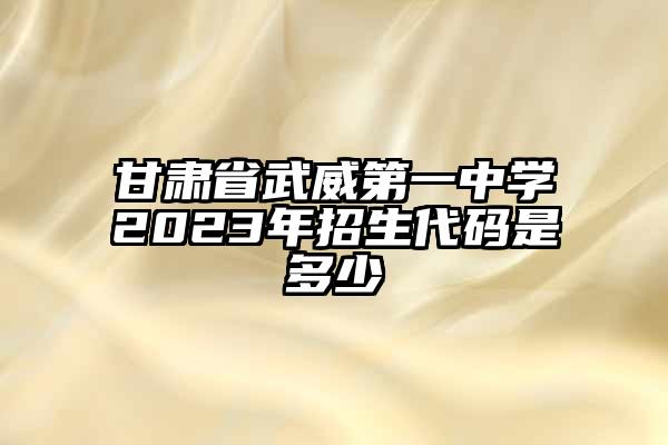 甘肃省武威第一中学2023年招生代码是多少